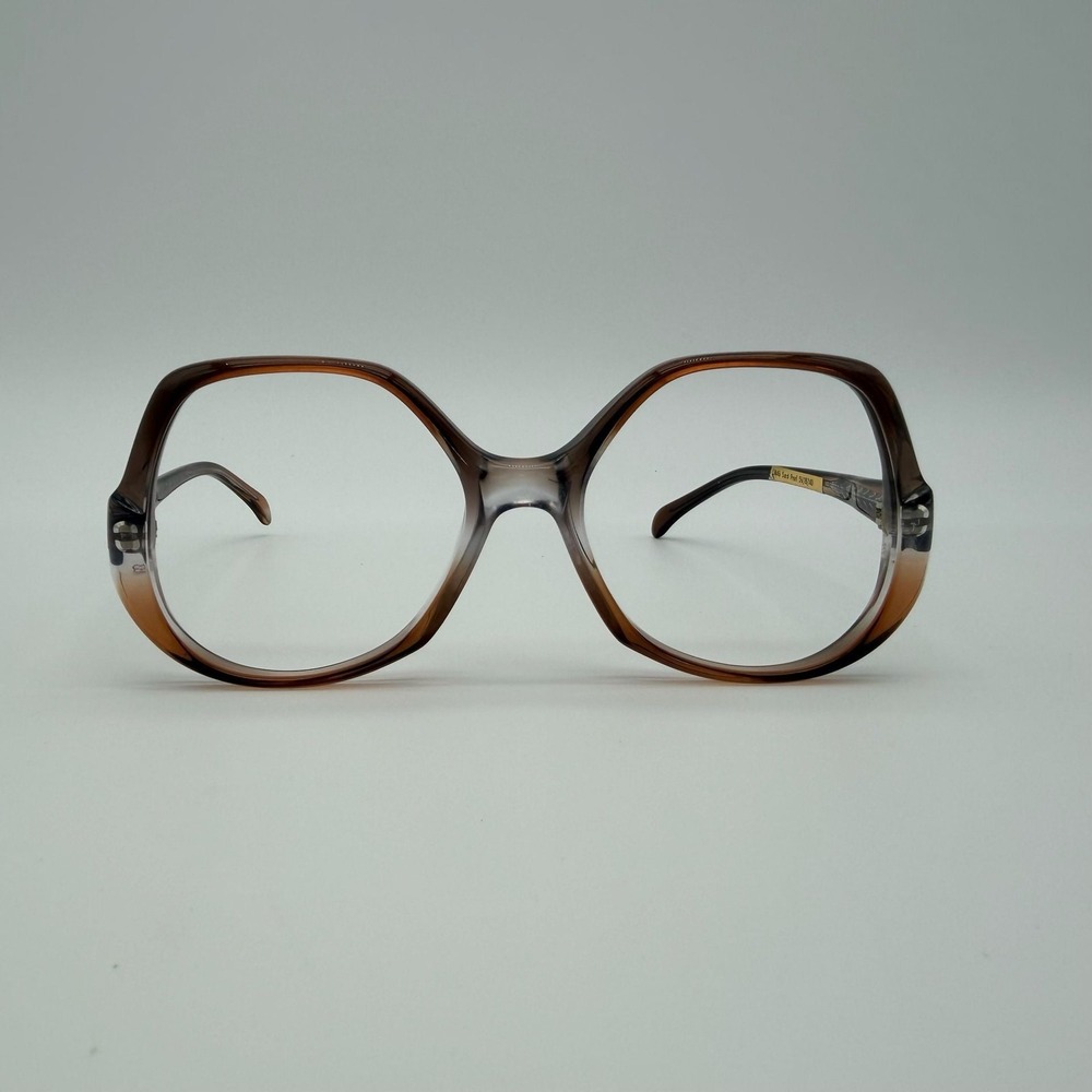 Vintage Univis Eye Mystique CM46 Sand Pearl Geometric Oversized Eyeglasses Frame